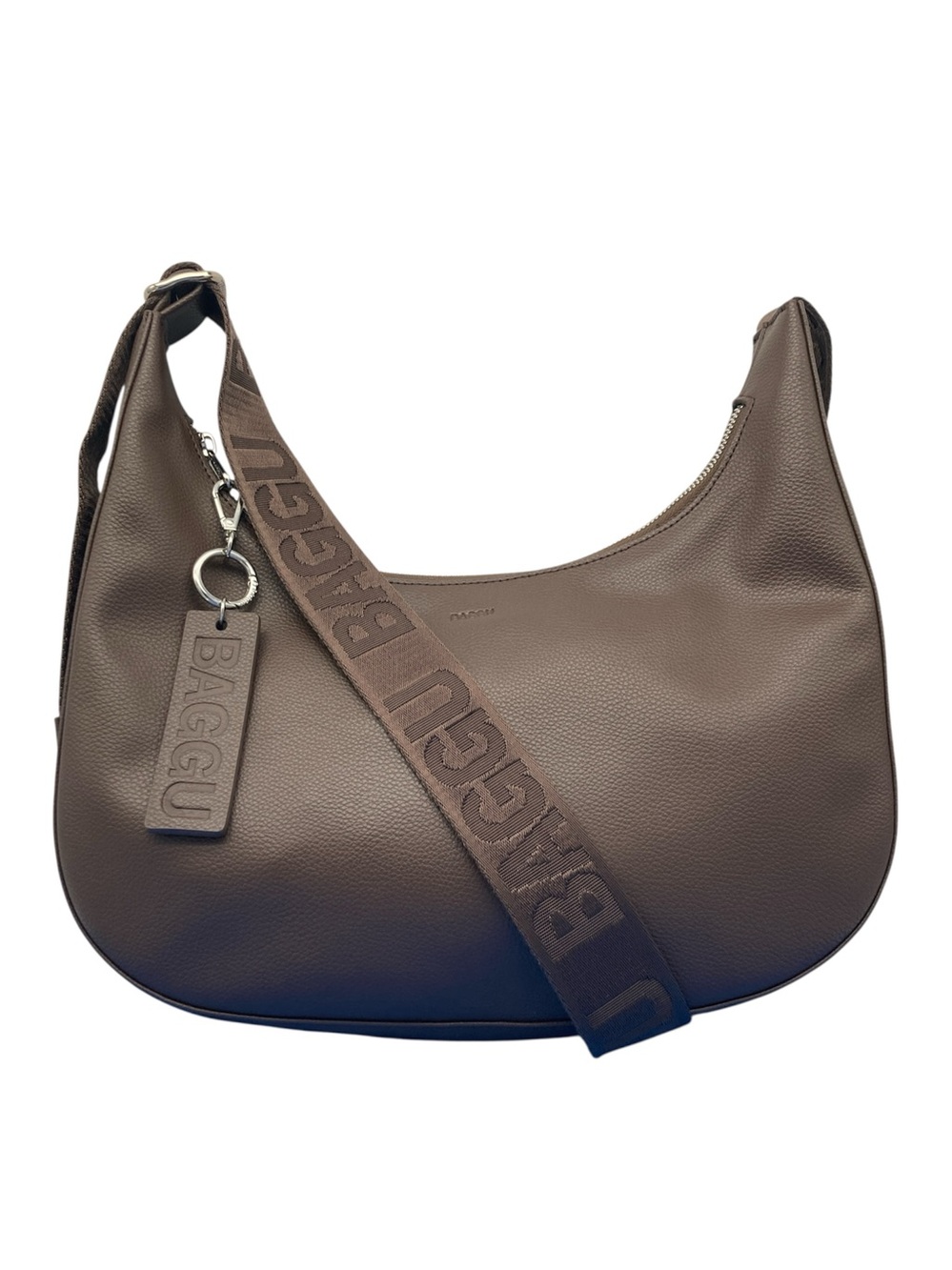 BAGGU Recycled Leather Medium Crescent Bag in Brown